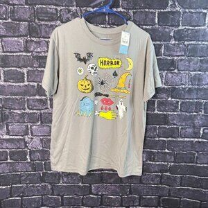 Modernlux Women's XXL Horror RIP Bat Spider Skull Halloween Ghost Shirt Top